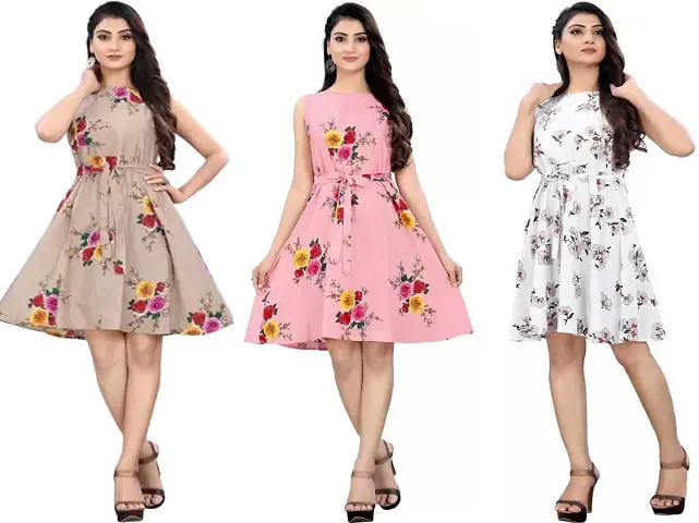 Stylish Fancy Crepe Dresses For Women Pack Of 3