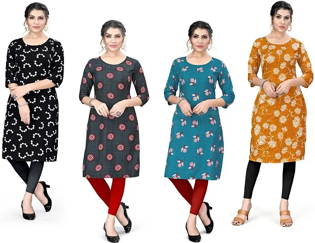 Stylish A-Line Crepe Kurta Pack Of 4