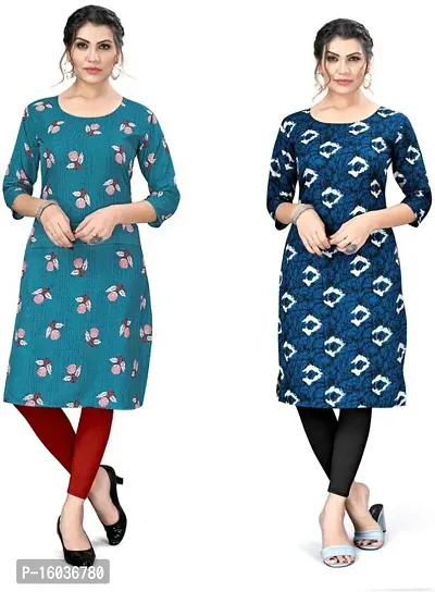 Stylish Printed Crepe Kurta For Women Pack Of 2