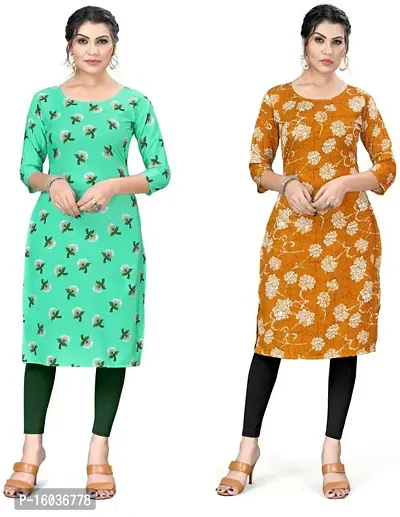 Stylish Printed Crepe Kurta For Women Pack Of 2