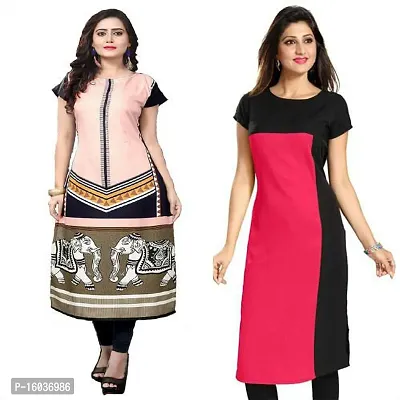 Stylish Printed Crepe Kurta For Women Pack Of 2