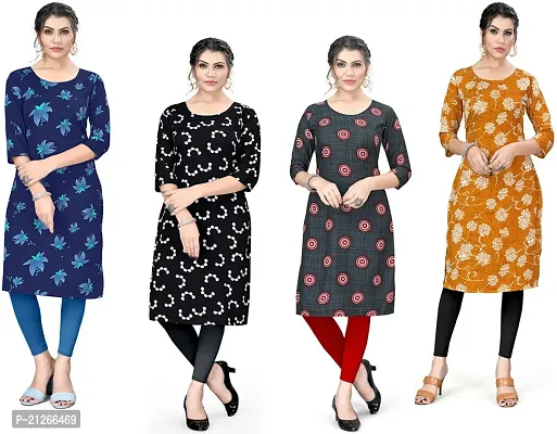 Stylish Women Crepe Casual Kurta Pack of 4