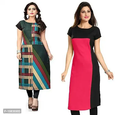 Stylish Printed Crepe Kurta For Women Pack Of 2