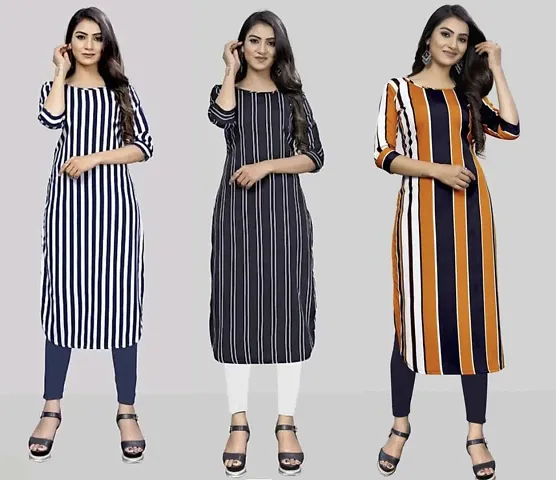 Stylish A-Line Crepe Kurta Pack Of 3