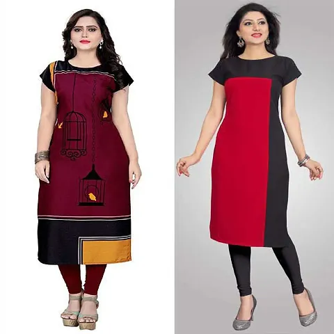 Stylish Crepe Kurta For Women Pack Of 2