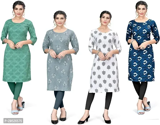 Stylish Fancy Designer Crepe Printed Kurta For Women Combo Of 4