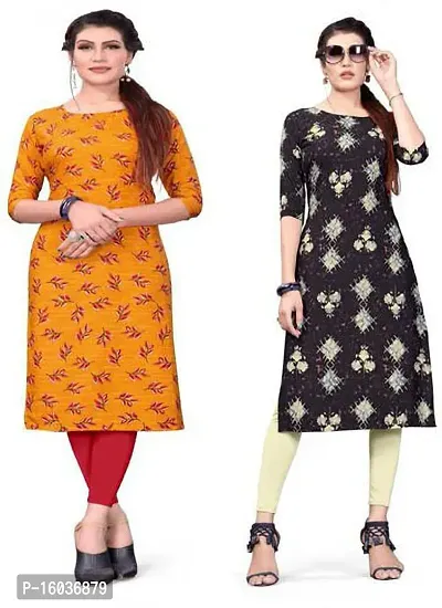 Stylish Printed Crepe Kurta For Women Pack Of 2-thumb0