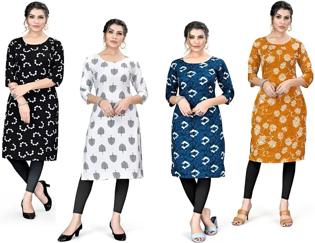 Stylish A-Line Crepe Kurta Pack Of 4