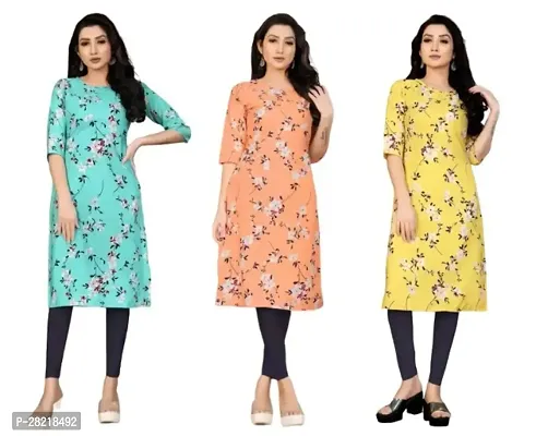 Fancy Crepe Printed Kurtas For Women Pack Of 3