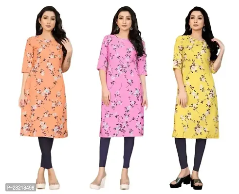 Fancy Crepe Printed Kurtas For Women Pack Of 3