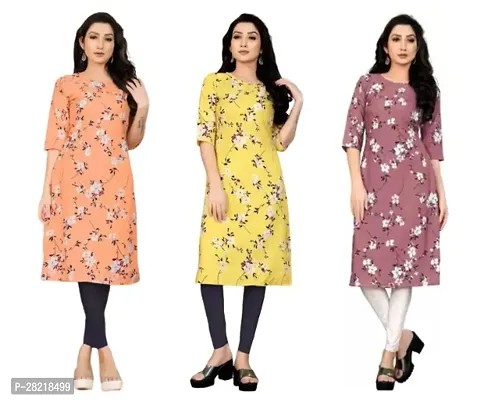 Fancy Crepe Printed Kurtas For Women Pack Of 3