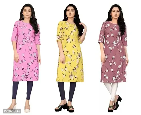 Fancy Crepe Printed Kurtas For Women Pack Of 3