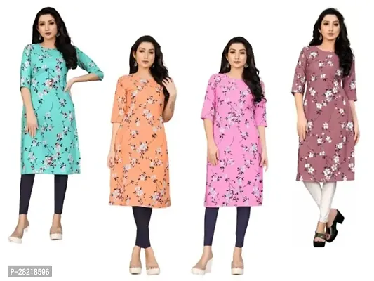 Fancy Crepe Printed Kurtas For Women Pack Of 4