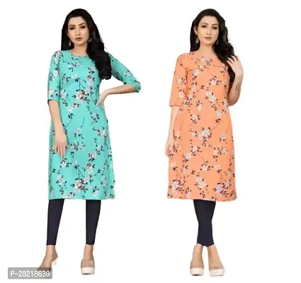 Fancy Crepe Printed Kurtas For Women Pack Of 2-thumb0