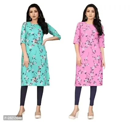 Fancy Crepe Printed Kurtas For Women Pack Of 2