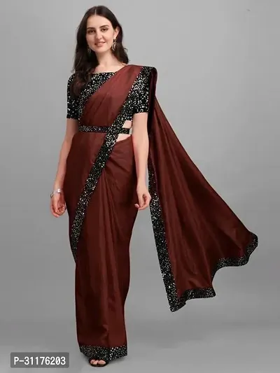 Stylish Lycra Blend Saree With Blouse Piece For Women