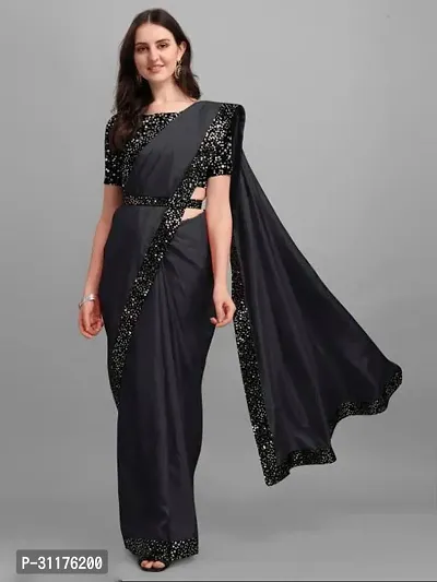 Stylish Lycra Blend Saree With Blouse Piece For Women