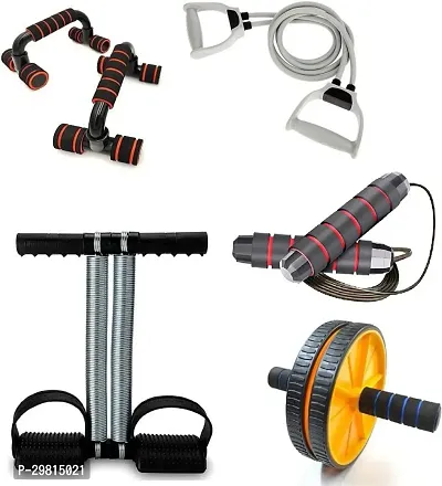 Tummy Trimmer, Ab Wheel Roller And Toning Tube, Pushup Bar With Skipping Rope