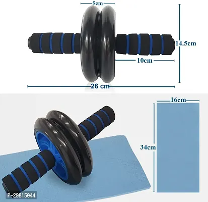 2 Wheel Abs Roller With Sweat Absorb Handles And Knee Pad Core Workout, Exercise-thumb2