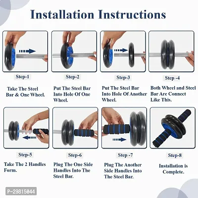 2 Wheel Abs Roller With Sweat Absorb Handles And Knee Pad Core Workout, Exercise-thumb3