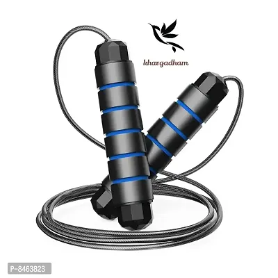 Skipping Rope for Men, Women  Children - Jump Rope for Exercise Workout  Weight Loss - Tangle Free Jumping Rope for Kids (Black  Blue)-thumb0