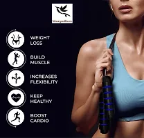 Skipping Rope for Men, Women  Children - Jump Rope for Exercise Workout  Weight Loss - Tangle Free Jumping Rope for Kids (Black  Blue)-thumb1