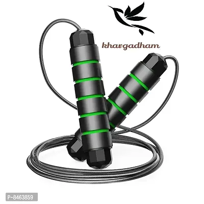 Skipping Rope for Men, Women  Children - Jump Rope for Exercise Workout  Weight Loss - Tangle Free Jumping Rope for Kids (Black  Green)-thumb0