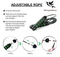 Skipping Rope for Men, Women  Children - Jump Rope for Exercise Workout  Weight Loss - Tangle Free Jumping Rope for Kids (Black  Green)-thumb1