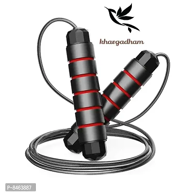 Skipping Rope for Men, Women  Children - Jump Rope for Exercise Workout  Weight Loss - Tangle Free Jumping Rope for Kids (Black  Red)-thumb0