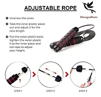 Skipping Rope for Men, Women  Children - Jump Rope for Exercise Workout  Weight Loss - Tangle Free Jumping Rope for Kids (Black  Red)-thumb1