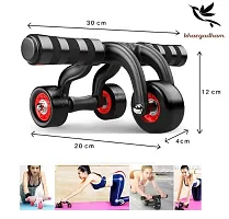 Premium upgraded 4-Wheel AB Roller with Knee Mat And Floor Wedge - Abdominal Workout Fitness Exercise Equipment (Black  Red)-thumb1