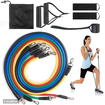 Resistance Bands Set for Exercise, Stretching and Workout Toning Tube Kit with Foam Handles, Door Anchor, Ankle Strap and Carrying Bag for Men, Women upto 100 LBS-thumb0