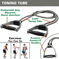 Double Toning Resistance Tube Heavy Quality Exercise Band for Men and Women - Grey and Black-thumb3