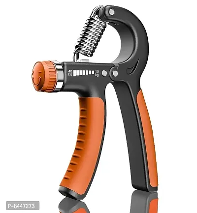 Hand Grip Strengthener Adjustable Resistance from 10-40kg, Hand Gripper Perfect for Athletes to Muscle Building and Injury Recovery Forearm Exerciser - Black  Orange-thumb0