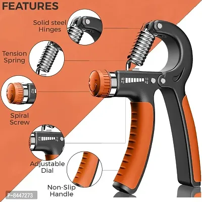 Hand Grip Strengthener Adjustable Resistance from 10-40kg, Hand Gripper Perfect for Athletes to Muscle Building and Injury Recovery Forearm Exerciser - Black  Orange-thumb2