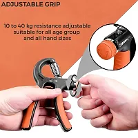 Hand Grip Strengthener Adjustable Resistance from 10-40kg, Hand Gripper Perfect for Athletes to Muscle Building and Injury Recovery Forearm Exerciser - Black  Orange-thumb2