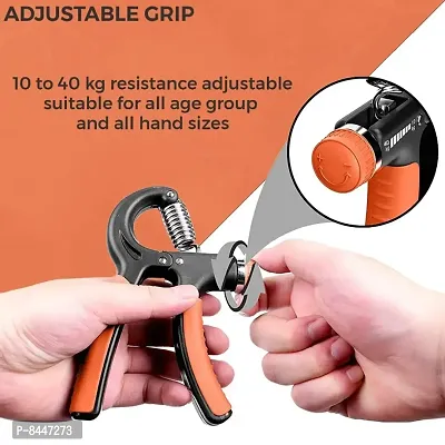 Hand Grip Strengthener Adjustable Resistance from 10-40kg, Hand Gripper Perfect for Athletes to Muscle Building and Injury Recovery Forearm Exerciser - Black  Orange-thumb3