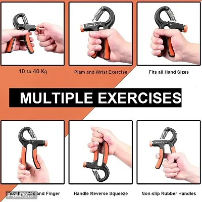 Hand Grip Strengthener Adjustable Resistance from 10-40kg, Hand Gripper Perfect for Athletes to Muscle Building and Injury Recovery Forearm Exerciser - Black  Orange-thumb5