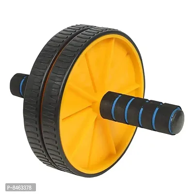 Dual Wide AB Roller Wheel for Abs Workouts Home Gym Abdominal Exercise/Core Workouts for Men and Women (6 MM Safe Knee Mat, Yellow Roller)