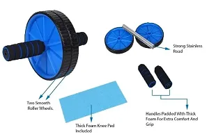 Dual Wide AB Roller Wheel for Abs Workouts Home Gym Abdominal Exercise/Core Workouts for Men and Women (6 MM Safe Knee Mat, Blue Roller)-thumb3