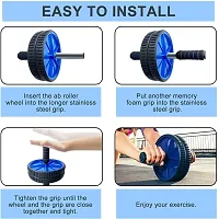 Dual Wide AB Roller Wheel for Abs Workouts Home Gym Abdominal Exercise/Core Workouts for Men and Women (6 MM Safe Knee Mat, Blue Roller)-thumb1