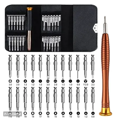 Heavy Magnetic Screwdriver Set; 25-1 Repair Kit, with Portable Leather Case, Professional Opening Tools for Mobile Laptop Glasses, Star/Y-Type/Flat-Blade/Triangle Screwdrivers-thumb0