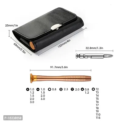 Heavy Magnetic Screwdriver Set; 25-1 Repair Kit, with Portable Leather Case, Professional Opening Tools for Mobile Laptop Glasses, Star/Y-Type/Flat-Blade/Triangle Screwdrivers-thumb4