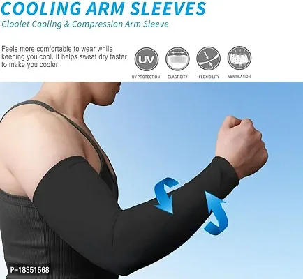 Outdoor Indoor Use Unisex Arm Sleeves UV Tan Protection for Men Women Children with Compression  Cooling Effect (1 Pair - 2pcs - for Left  Right Hand)-thumb2