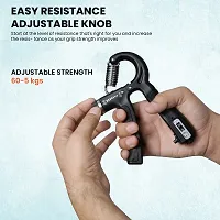 Heavy Duty Premium Hand Grip Strengthener, Counting hand Grips Workout, Adjustable Resistance Strength Hand Grip 05-60 KG, Exerciser for Muscle Building and Injury Recovery (Black)-thumb2