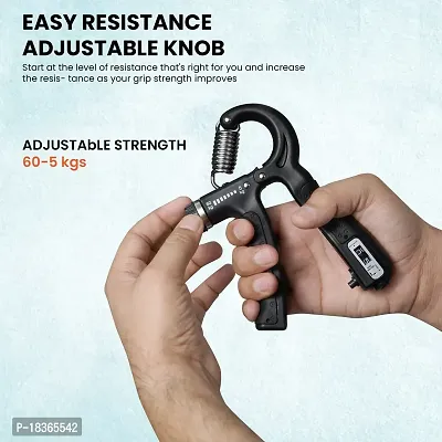 Heavy Duty Premium Hand Grip Strengthener, Counting hand Grips Workout, Adjustable Resistance Strength Hand Grip 05-60 KG, Exerciser for Muscle Building and Injury Recovery (Black)-thumb3