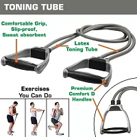 Double Toning Resistance Tube Heavy Quality Pull Rope Elastic Rubber Exercise Band for Stretching, Workout, Home Gym-thumb1