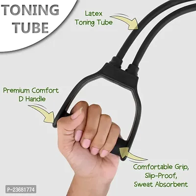 Double Resistance Bands Toning Tube Exerciser with D Handle Fitness Rope Rubber Bands for Fitness Equipment Expander Exercise Tube Training-thumb3