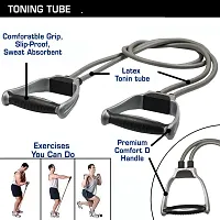 MANOGYAM Fitness Combo Kit of Tummy Trimmer, ab Roller  Toning Tube | Double Spring Waist Trimmer | Double Toning Tube | Dual Wheel ab Roller | Ab Exerciser | Resistance Band | Workout Equipment-thumb1