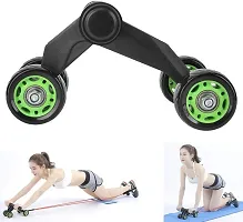 MANOGYAM 4 Wheel Ab Roller with Hand Gripper | Adjustable Hand Gripper | Ab Exerciser | Hand Grip Strengthener | Finger Exerciser | Fitness Accessories | Home Workout-thumb1